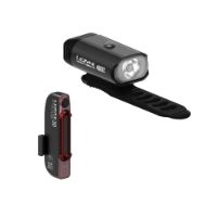 Lezyne Mini Drive 400XL Front and Lezyne Stick Drive Rear LED Bike Lights Set - USB rechargeable