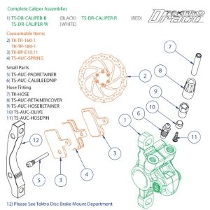 Tektro Spares - Auriga/Draco/HDC/Mota Complete Caliper - White - from Tektro Brakes