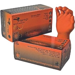 Black Mamba Orange Snakeskin Nitrile Workshop Gloves